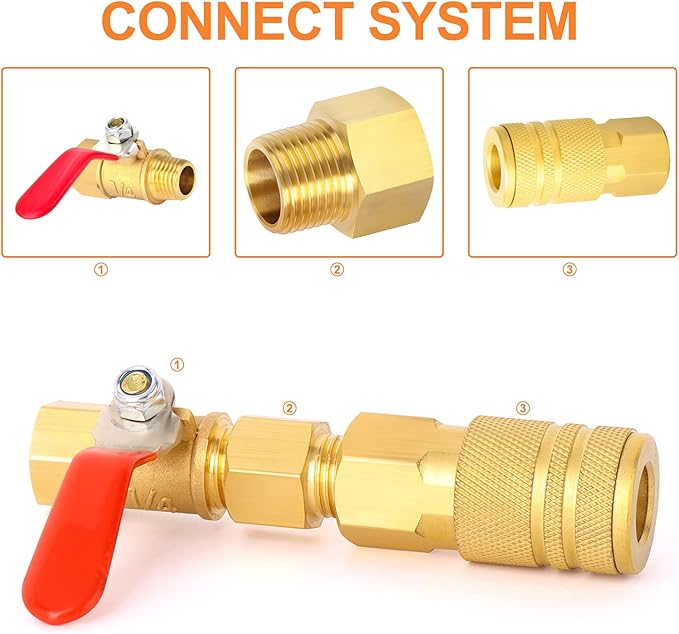 GASHER 5PCS Brass Pipe Fitting, Reducer Adapter, 1/4-Inch Male Pipe x 1/4-Inch Female Pipe