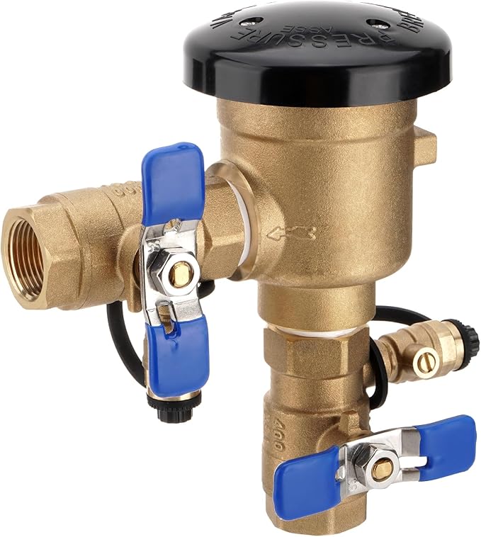 SPARKWHIZ 3/4" 720A Pressure Vacuum Breaker Assembly, Brass Backflow Preventer Valve, for Lawn Irrigation, Garden Watering, Commercial Water Supply Systems, and Industrial Water Systems, Max 400 PSI