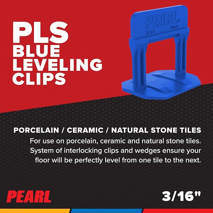 PEARL ABRASIVE CO. Leveling System Box of 500, Blue, 3/16"