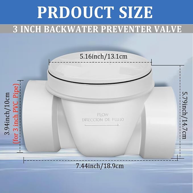 3" Backflow Preventer Vavle,3 Inch Backwater Check Valve, Drain Backflow Preventer Valve Prevents Sewage and Rainwater from Flowing Back