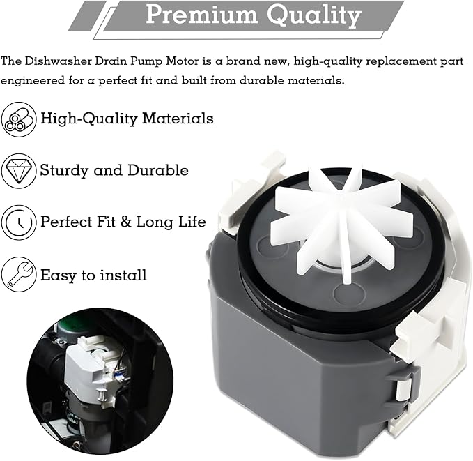Upgraded Dishwasher Drain Pump Motor, Compatible with Samsung Dishwasher, Replaces Drain Pump Part Number DD31-00016A, AP5917178, PS606350