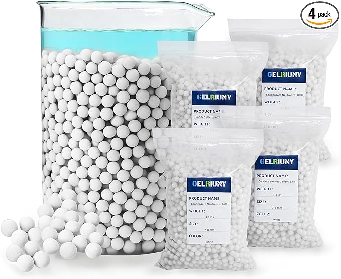 Condensate Neutralizer 13.2 lbs, 4-Packs, Acidic Condensate Neutralizer Pellets, 7-8mm Pellets for Water Heater Media Filter(4 Packs)