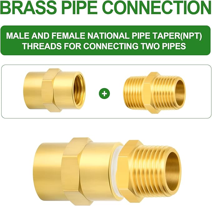 TAISHER 2PCS Brass Pipe Fitting, Coupling, 1-Inch Female Pipe x 1-Inch Female Pipe