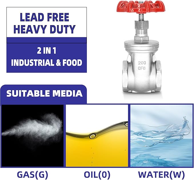 4" NPT Stainless Steel Gate Valve, Heavy Duty Female x Female Thread Manual Rotary Sluice Valve with Wheel Handle for Water, Oil, Gas, Industrial Plumbing, and HVAC Systems (4", DN100)