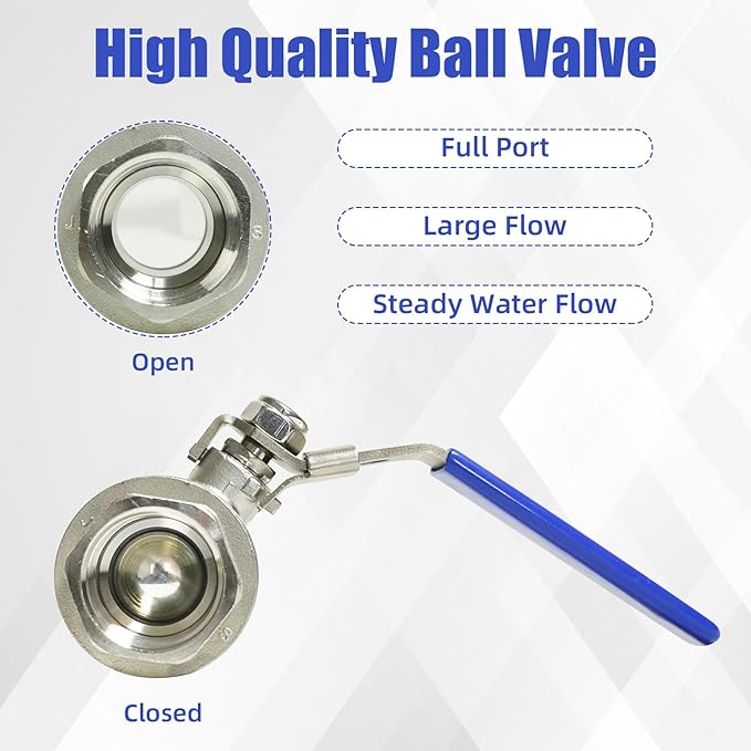 YADIAN 4 Pack 1/2'' Stainless Steel 304 Ball Valves, NPT Female Full Port Ball Valve Heavy Duty Shut Off Valve 1/2 inch for Water, Oil, and Gas with Locking Device, NPT Female, 1000 WOG
