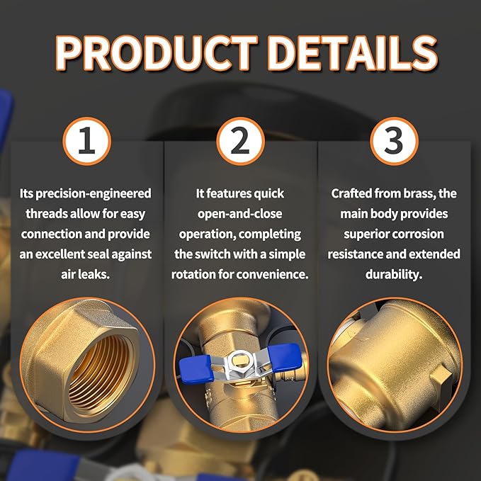 GASHER 1" Pressure Vacuum Breaker Assembly for 1-720A, Brass Irrigation Backflow Preventer, Max 400 PSI Back Siphon Valves for Irrigation System