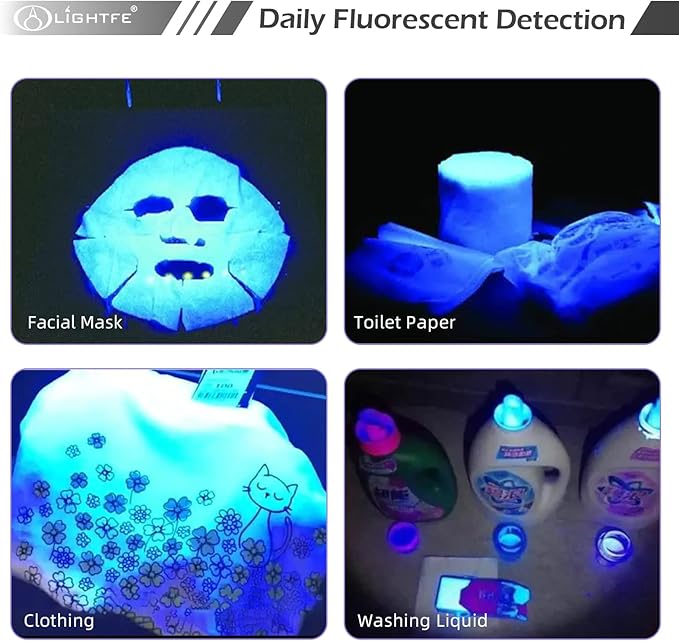 LIGHTFE Black Light D11A 395nm Ultraviolet Flashlight with high-Power Ultraviolet LED Light Source, Used for UV Glue Curing, Rock and Mineral Detection, pet Urine Detection lamp, AC Leak Detector