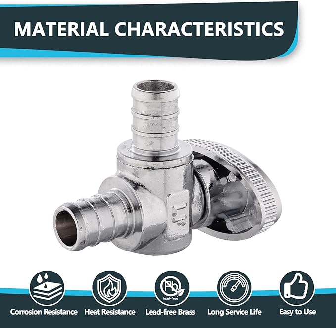 (Pack of 10) Seelink Pex Crimp 1/4 Turn Angle Stop Valve, 1/2" Pex Barb Crimp (F1807), Chrome Plated Brass(VALVE102-10Pack)