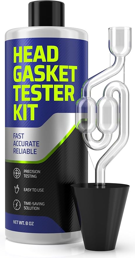 FORTIVO Head Gasket Tester Kit – Over 100 Tests, Complete Combustion Leak Test System with Universal Radiator Adapter, Works on Cars, Trucks, SUVs and Leak Detection Fluid 8oz