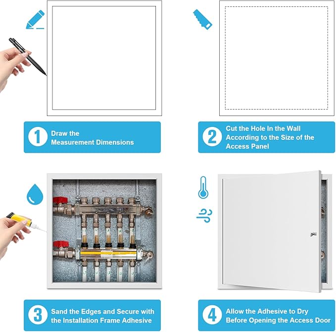 Access Panel for Drywall, 24 x 24 inch with Lock and Key, for Ceiling, Electrical Conduits, Heavy Duty Metal Steel Access Door (White)