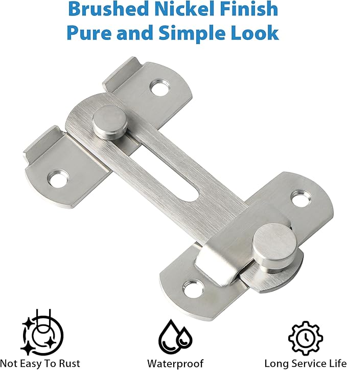 Alise 4 inch Heavy Duty Flip Latch Gate Latches, Safety Door Lock for Barn Wood Fence Sliding French Doors,SUS304 Stainless Steel Gate Hardware MS9500-LS Brushed Nickel