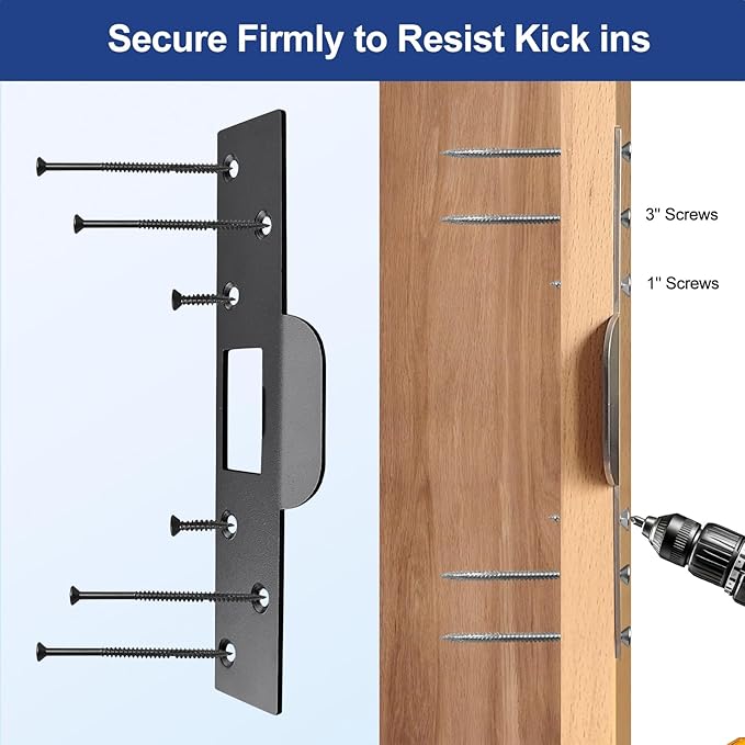 Extra Long Door Strike Plate 7", Heavy Duty Version, Oversized Striker to Repair Damaged Worn Frame/Slot/Jamb, Large Hole to Fix Latch Sticking, Security Reinforcement Plate