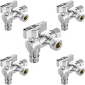 5-PCs HeSun PEX Expansion Inlet Angle Stop Valve, Quarter-Turn 1/2" PEX-A x 3/8" OD x 3/8" OD Compression, Dual Compression Outlet Shut Off Valve, Chrome Plated Brass, ASTM F1960(VALVE203-5)