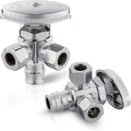 (Pack of 2) EFIELD Multi-turn Dual Outlet Angle Stop Valve, Multi-Turn, 1/2" Expansion F1960 Pex-a Pipe Inlet x (3/8 inch x 3/8 inch) Compression Outlets,(VALVE066-2PCS)