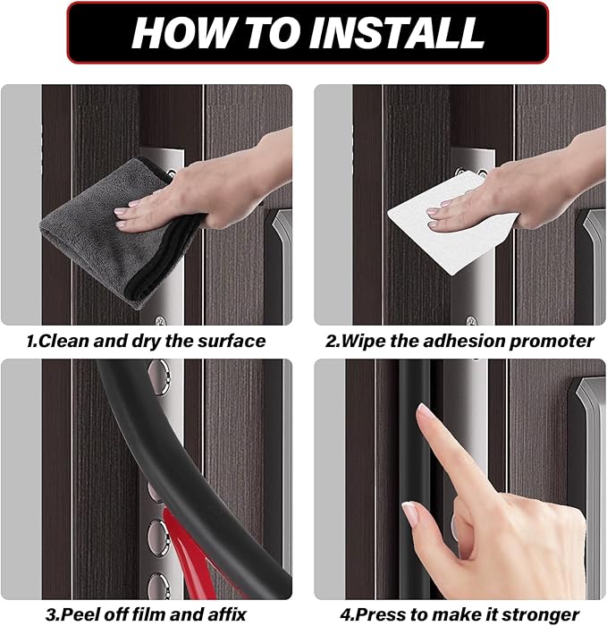 Silicone Weather Stripping Door Seal, 40FT Self Adhesive D Shaped Door Seal Strip for Door Frame, Door Insulation Strip Window Seal(40FT, 1/4" T)
