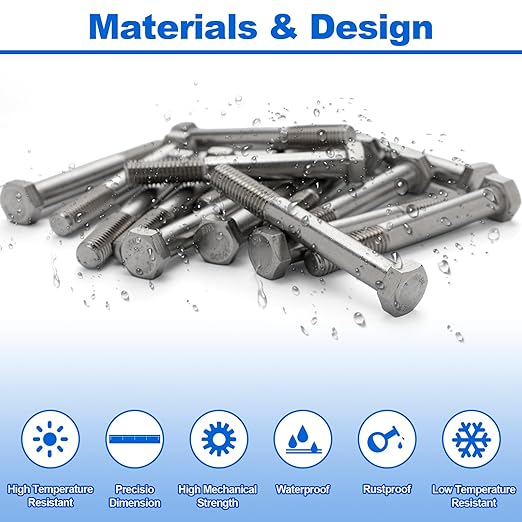 15 Pack 1/2-13 x 4'' Hex Head Cap Screw Bolt 304 Stainless Steel Half Thread External Hex Drive Screw Bolt Fastener for Wet Outdoor Metal Framing Concrete Reinforcement Railing Trellises