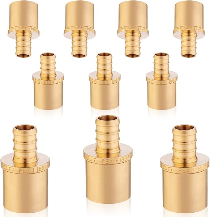 (Pack of 10) EFIELD Barb Crimp Pex 3/4" x 3/4" Male Sweat Copper Adapter (Inside Copper Tube) Brass Fittings., ASTM F1807,(PEX1807117)