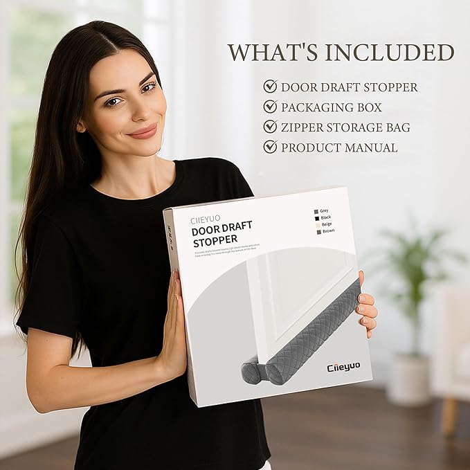 Door Draft Stopper – Premium Velour Under Door Gap Filler & Noise Blocker | Insert-Design Draft Stopper for Bottom of Door (30") | Blocks Cold, Noise, Dust – Easy Install