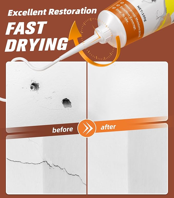 Drywall Repair Kit,Wall Patch Repair Kit,2 Pack Wall Patching Agent,Simple Filling of Wall Holes & Efficient Crack Repair, Plaster Wall Repair,Apartment Friendly