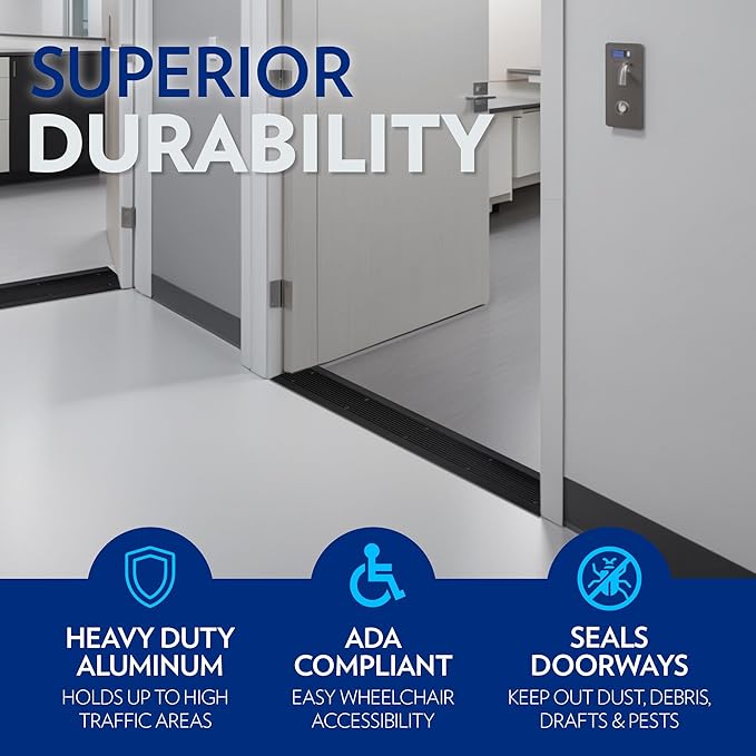 Aluminum Threshold Strip - Exterior Door Threshold for Doorways & Commercial Use - Aluminum Door Sill - ADA Wheelchair Compliance - Black Anodize 8" Wide by 48" Long.