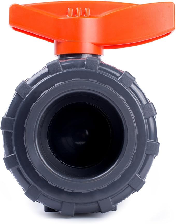 HYDROSEAL Kaplan 2’’ PVC True Union Ball Valve with Full Port, ASTM F1970, EPDM O-Rings and Reversible PTFE Seats, Rated at 200 PSI @73F, Gray, 2 inch Socket (2 inch)