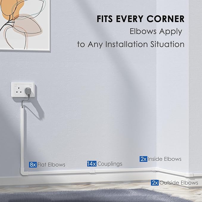 Delamu Cable Hider, 315in Cord Covers for Wires on Wall, One-Cord Cord Hider, Paintable Wire Hiders Wire Covers for Cords, Cable Management for Hiding 1-2 Small Wires, 20x L15.7 W0.59 H0.40in, White