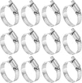 HARFINGTON 12 Pcs Hose Clamp 13/16"-1-3/4" (21-44mm) 304 Stainless Steel Adjustable Worm Gear Hose Clamp Assortment Kit for Fuel Line Pipe Plumbing Automotive Tube Mechanical