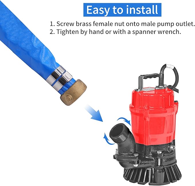 Discharge Hose 1-1/2" x 100′ft with Aluminum Pin Lug Fittings Heavy Duty Reinforced Pool Backwash Hose Assembly