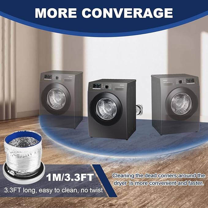 Magnetic Dryer Vent Coupling Kit, Quick Connect Aluminium Alloy DV180 Wall Adapter Self-Alignment Design Dryer Vent Connector Airtight Seal Dryer Vent Hose Including 3.3Ft 4" Foil Duct & 2 Clamps