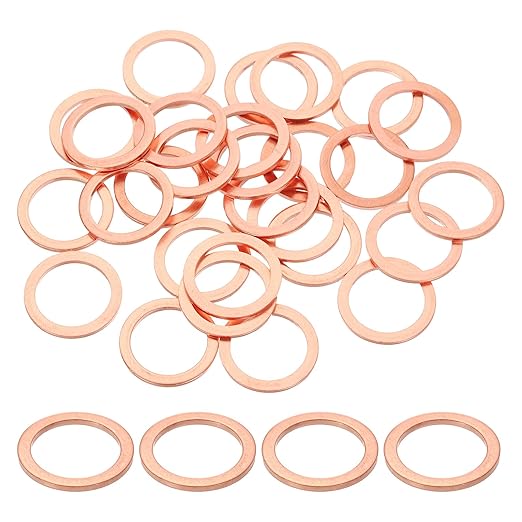 uxcell 75Pcs M18 Flat Washer Copper Washer Sealing Rings, 18mm ID 24mm OD 1.5mm Thickness Copper Crush Washers Metric Sealing Gasket for Plumbing Machinery Automotive