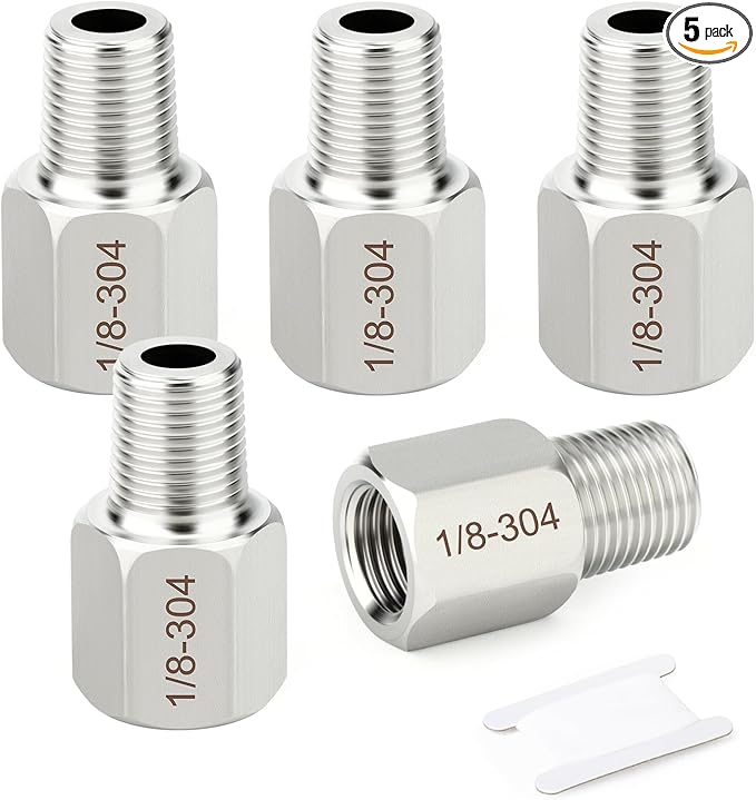 TAISHER 5PCS 304 Stainless Steel Pipe Fitting, New Reducer Adapter, 1/8" NPT Male x 1/8" NPT Female, Reducing Pipe Adapter Fitting