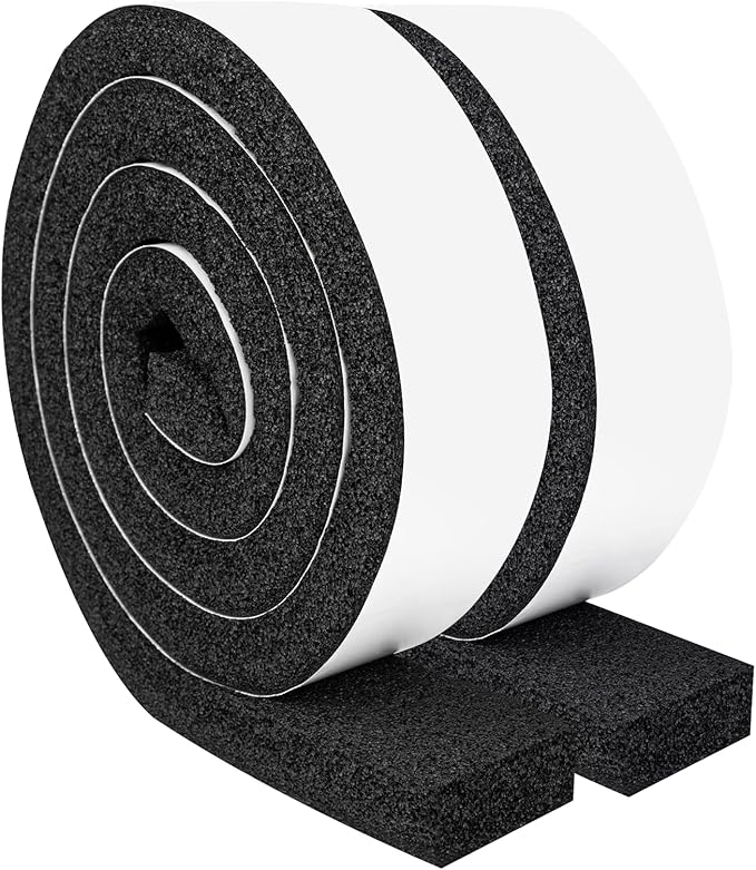 Yotache Open Cell Foam Air Conditioner Weather-Strip Seal Tape 2"x1", Thick Adhesive with High Resilience Foam Cushion Strip, 6.5 Ft x 2Pcs