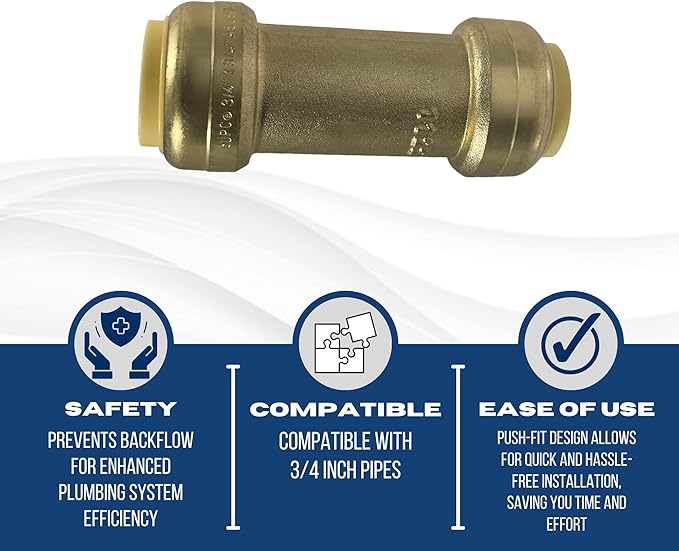XFITTING 1/2 Inch x 1/2 Inch Push Fit Check Valve, 28-4-3=10XX, 10 Pieces