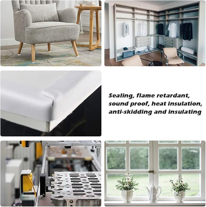 White Door Window Weather Stripping Self Adhesive Foam Tape High Density Foam Sealing Strip Window Insulation Weatherproof Gasket Tape, 2" Wide X 3/8" Thick, 6.5 Ft X 1 Rolls, Total 6.5 Feet