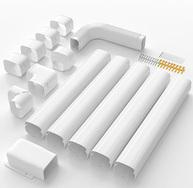 4'' 19.5 Ft Mini Split Line Cover Set, PVC & PP Pipe Covers for Mini Split Lines, Line Guard for Central AC, White