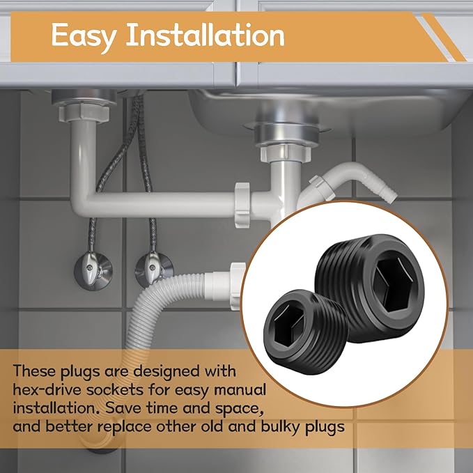 65PCS 6 Size 1/16" 1/8" 1/4" 3/8" 1/2" 3/4" NPT Pipe Fittings, Black Carbon Steel Pipe Plug Socket Set DD032-65