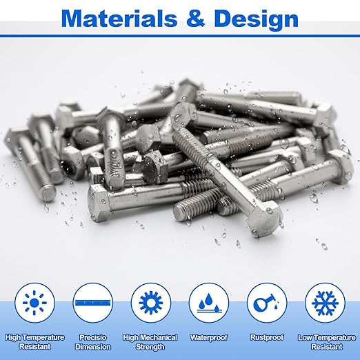 30 Pack 5/16-18 x 2-1/4'' Hex Head Cap Screw Bolt 304 Stainless Steel Half Thread External Hex Drive Screw Bolt Fastener for Wet Outdoor Metal Framing Concrete Reinforcement Trellises