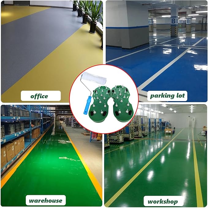 9 Inch Screed Spiked Roller Self Leveling Concrete Roller Epoxy Roller Spike Shoes for Epoxy Flooring Cement Floor Leveling Tools Screed Compound Roller