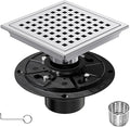 6 Inch Square Shower Floor Drain with Removable Cover Grid Grate, SUS 304 Stainless Steel, Watermark&CUPC Certified, Chrome Finished (Chrome, 6 in)
