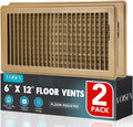 VOISEN Floor Register 6x12, 2 Pack Floor Vent Covers, Steel Adjustable Air Supply Grille Register Vent Cover Grill for Sidewall and Floor, Vent Covers for Home Floor,Brown