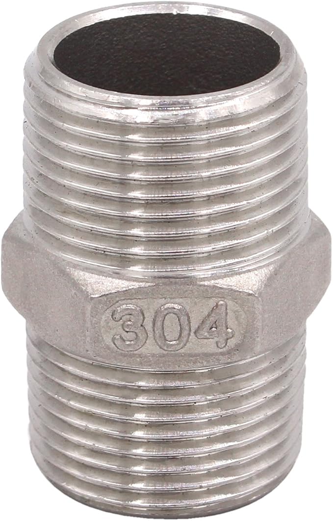 Hex Nipple 3/4 Inch Male NPT Stainless Steel 304 Threaded Pipe Fitting for Brew Kit, Home Piping Application, Compatible for DERNORD