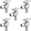 Angle Stop Valve,1/2 Inch Pex Expansion X 3/8 Inch OD Compression Angle Shut-off Valve with 1/4 Turn on/off (Pack of 5,ASTM F1960)(VALVE094-5Pack)