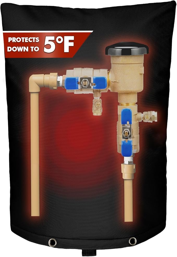 SUNICO Backflow Preventer Insulation Cover (5°F) - 5-Layer Upgrade Insulated Design Sprinkler Covers for Outside,13" W X 25" H, Backflow Insulation Cover for Sprinkler Valve ,Winter Freeze Protection