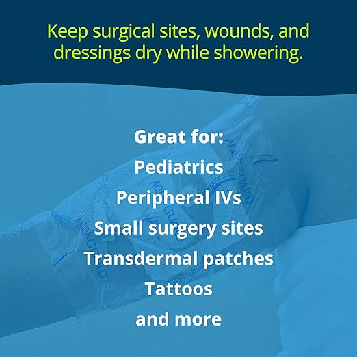 TIDI 50010-PKG AquaGuard Sheet – 7” x 7” – (Area of Coverage: 5” x 5.5”) – Shower Protection Sheet – Self-Adhesive Moisture Barrier – Wound Cover for Showering – 7 Sheets – Home Medical Supplies