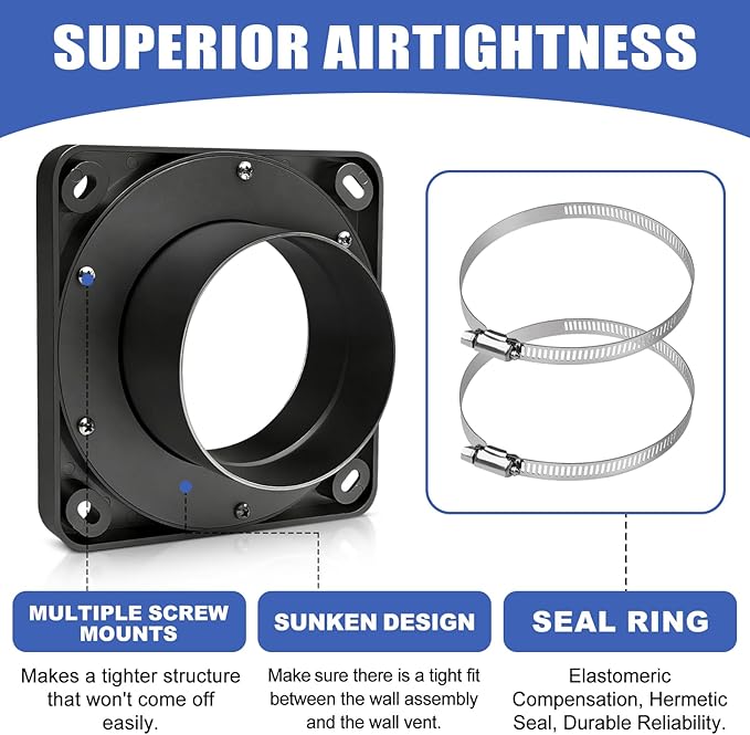 Magnetic Dryer Vent Coupler Strong Magnetic Self-connection，Magnetic Dryer Vent Coupling with a Built-in 4-inch Sealed Hose，Magnetic Dryer Vent Connector Kit for Connection and Disconnection(BLACK)