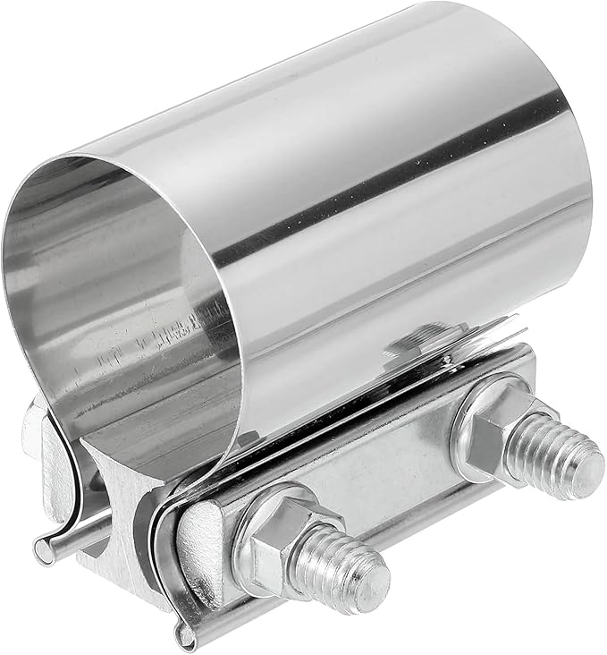 uxcell 2 Inch Exhaust Clamp, 304 Stainless Steel Butt Joint Band Clamp Sleeve Coupler Pipe Repair Clamp Universal Widening Clamp for Exhaust Pipes Mufflers, Silver