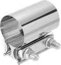 uxcell 2 Inch Exhaust Clamp, 304 Stainless Steel Butt Joint Band Clamp Sleeve Coupler Pipe Repair Clamp Universal Widening Clamp for Exhaust Pipes Mufflers, Silver