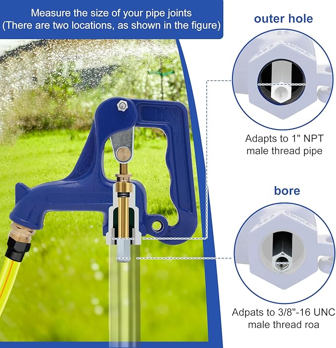 Yard Fire Hydrant Head, Adapts to 3/8"-16UNC Male Thread Rod,1" NPT Male Thread Pipe.for Yard, Garden, Pasture Irrigation and Drinkin (No Tubes and plungers)