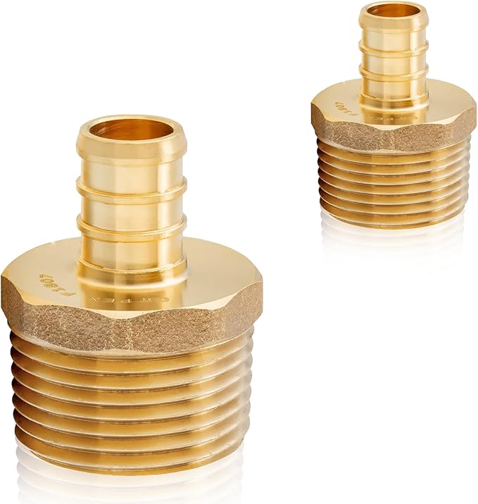 HeSun 100-Pack PEX Fittings, 1/2" PEX x 3/4" Male NPT, Brass Pex Male Adapter, Crimp Fitting for Pex Pipes, ASTM F1807