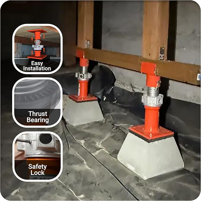 ELLIS Heavy-Duty Adjustable Steel Shore – House Jack for Permanent or Temporary Foundation Support, Beams, and Structural Repair – 52,000 lb Safe Load Capacity – 13"-20" Adjustment